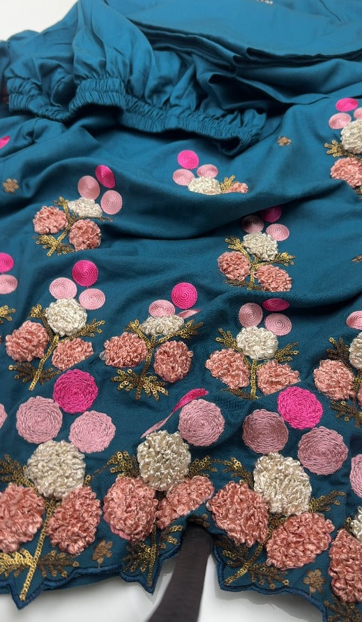 02-Piece Stitched Peach Leather Dhanak Embroidered Suit