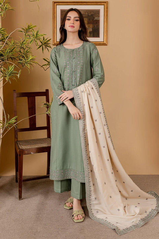 Dhanak Embroidered 3-PC Premium Unstitched Suit