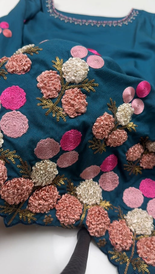 02-Piece Stitched Peach Leather Dhanak Embroidered Suit