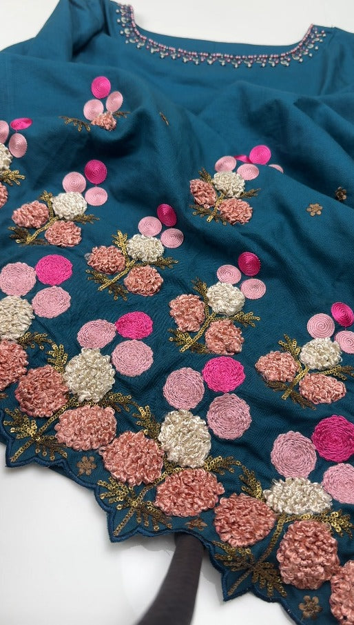 02-Piece Stitched Peach Leather Dhanak Embroidered Suit